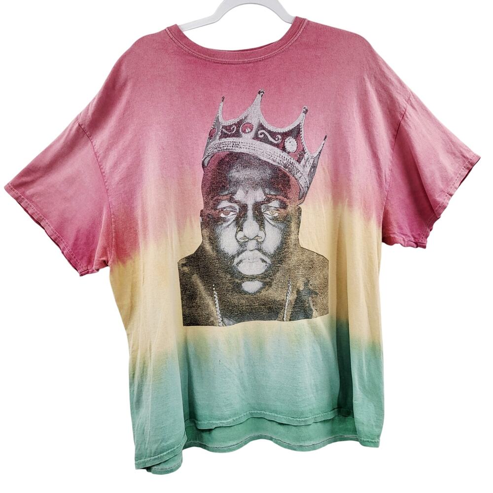 Notorious B.I.G. Biggie Smalls Red, Yellow, Green Tie-Dye Graphic Rap Tee Sz 2X